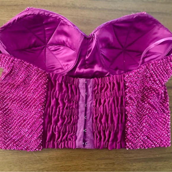 Retrofete Pink Beaded Bustier Top Size M - Picture 7 of 16